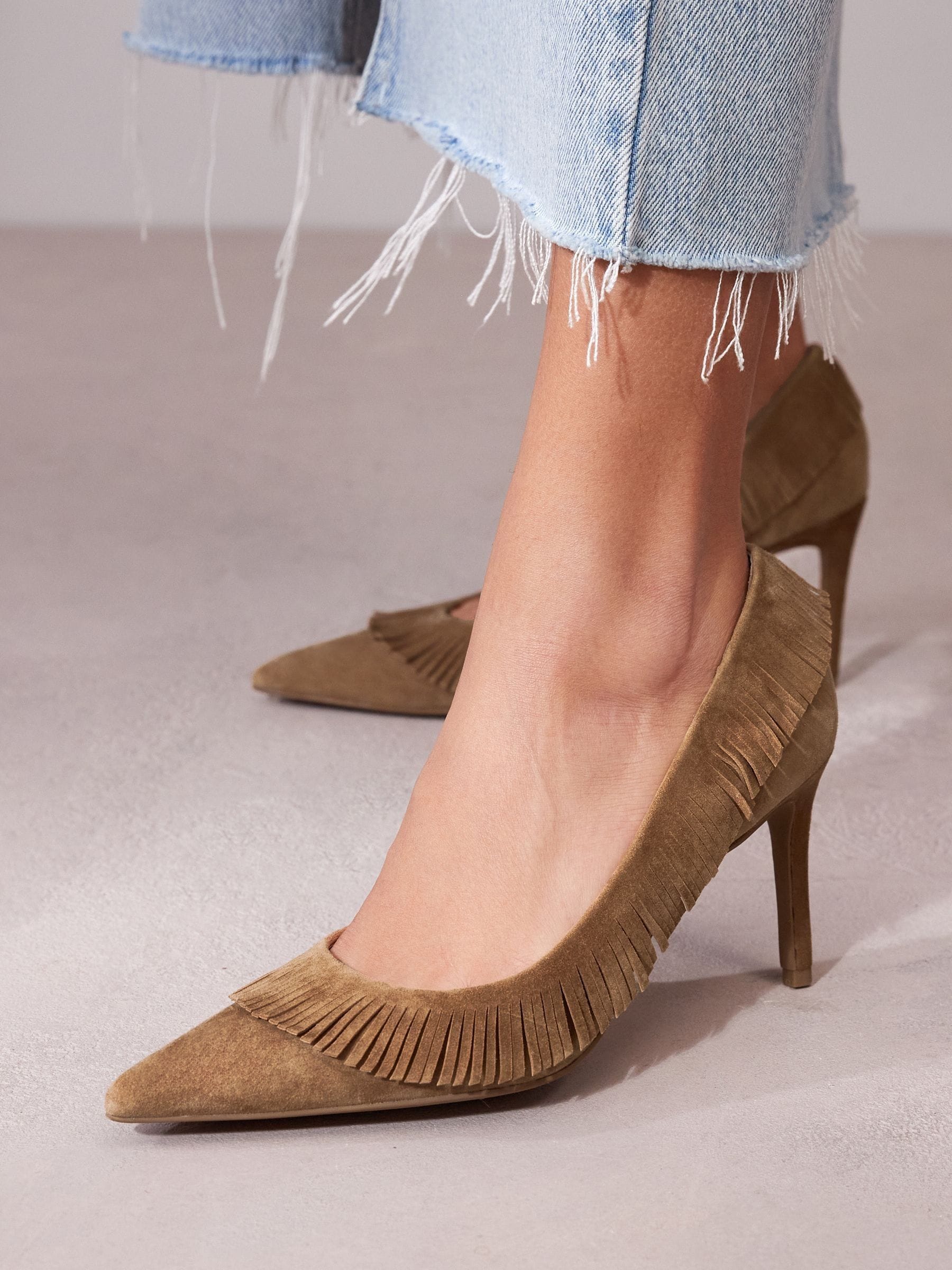 Buy Tan Brown Forever Comfort Leather Fringe Court Shoes from Next Luxembourg