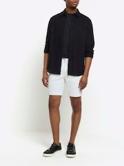 River Island White 100% Cotton Waffle Shorts - Image 1 of 5