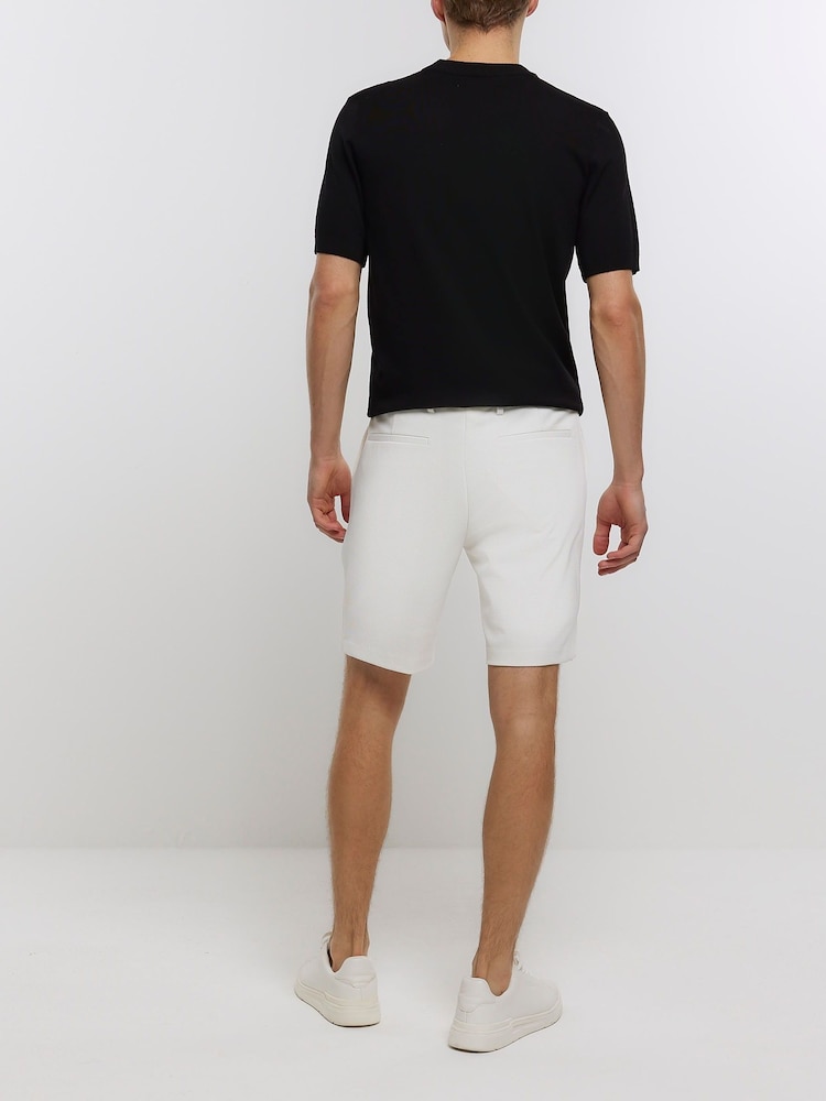 River Island White 100% Cotton Waffle Shorts - Image 2 of 5