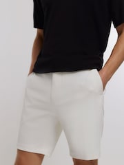 River Island White 100% Cotton Waffle Shorts - Image 3 of 5
