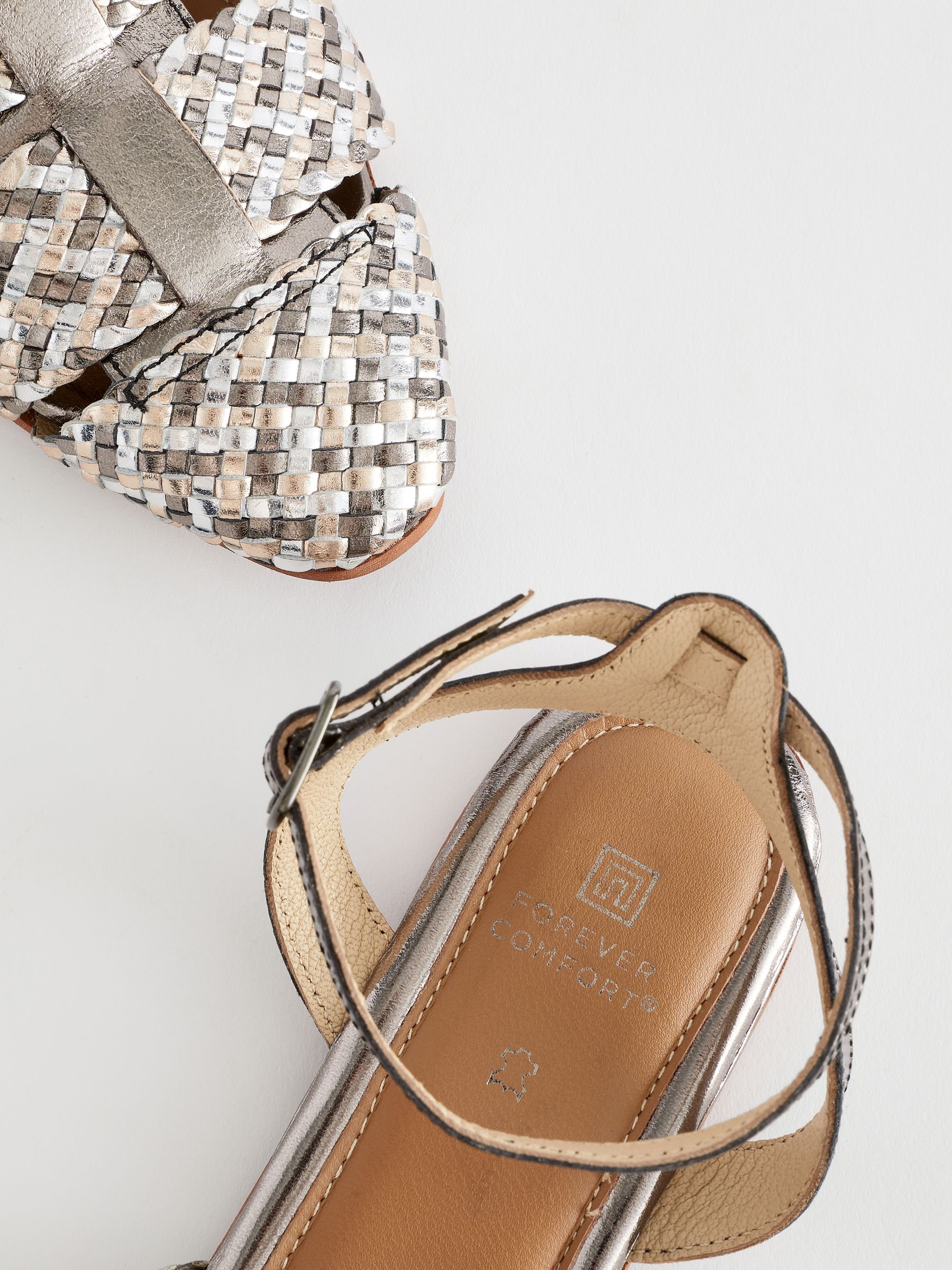 Buy Metallic Forever Comfort Leather Weave Huaraches Shoes from Next Luxembourg