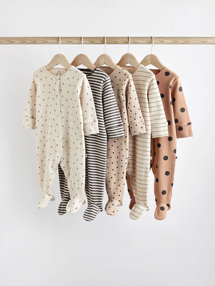 Neutral/Punktmuster/Streifenmuster - Baby-Schlafanzüge aus 100 % im 5er-Pack (0 M.–2 J.) - Bild 1 von 21 Neutral/Punktmuster/Streifenmuster - Baby-Schlafanzüge aus 100 % im 5er-Pack (0 M.–2 J.) - Bild 1 von 21