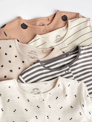 Neutral Spot/Stripe Baby Cotton Sleepsuits 5 Pack (0-2yrs) - Image 10 of 21