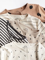Neutral Spot/Stripe Baby Cotton Sleepsuits 5 Pack (0-2yrs) - Image 11 of 21