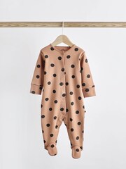Neutral Spot/Stripe Baby Cotton Sleepsuits 5 Pack (0-2yrs) - Image 9 of 21