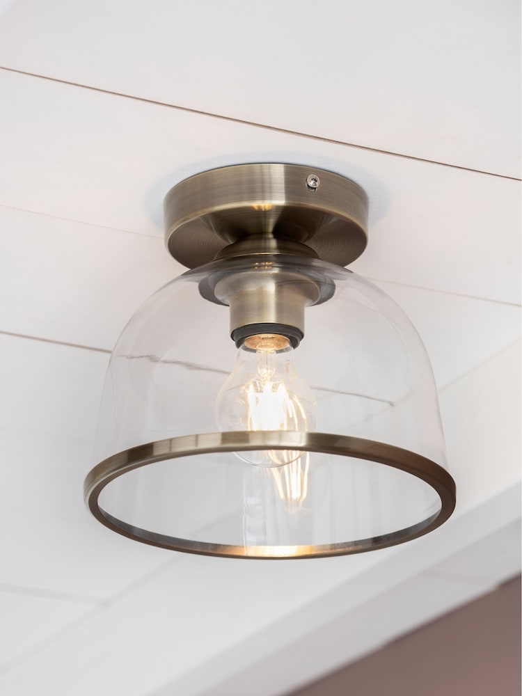 Brass Gloucester 1 Light Flush Ceiling Light - Image 1 of 6 Brass Gloucester 1 Light Flush Ceiling Light - Image 1 of 6