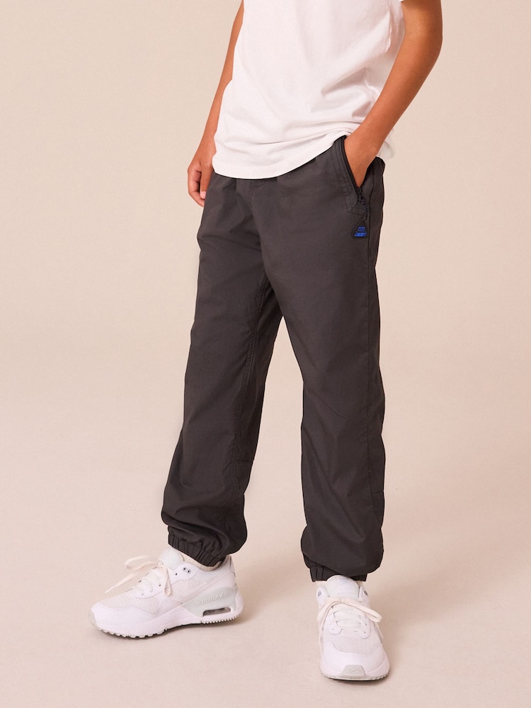 Charcoal Grey Lined Zip Pocket Pull-On 100% Cotton Trousers (3-16yrs) - Image 1 of 5