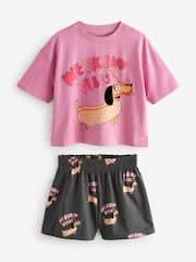Pink/Grey Short Pyjamas 3 Pack (3-16yrs) - Image 5 of 9