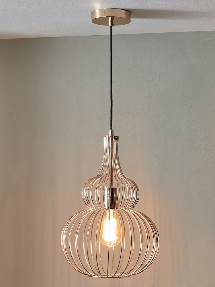 Pacific Gold Asilah Metal Wire Ceiling Light Pendant - Image 1 of 6 Pacific Gold Asilah Metal Wire Ceiling Light Pendant - Image 1 of 6
