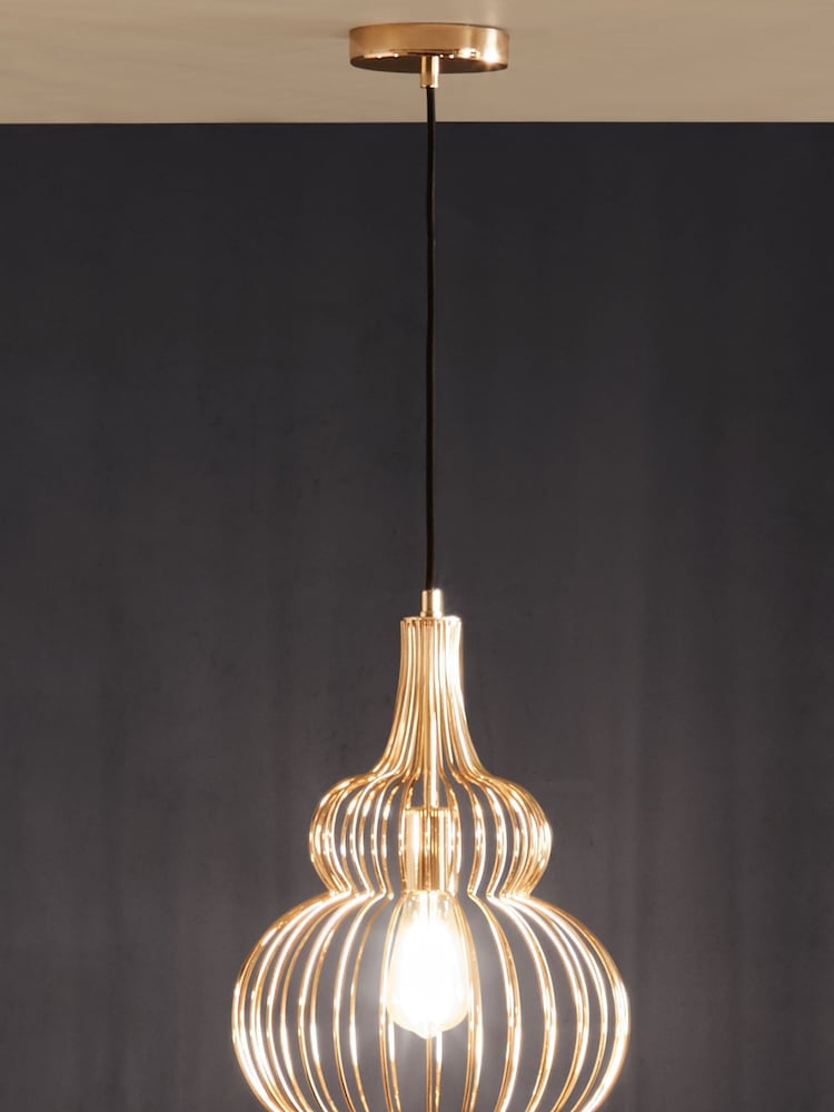 Pacific Gold Asilah Metal Wire Ceiling Light Pendant - Image 6 of 6 Pacific Gold Asilah Metal Wire Ceiling Light Pendant - Image 6 of 6