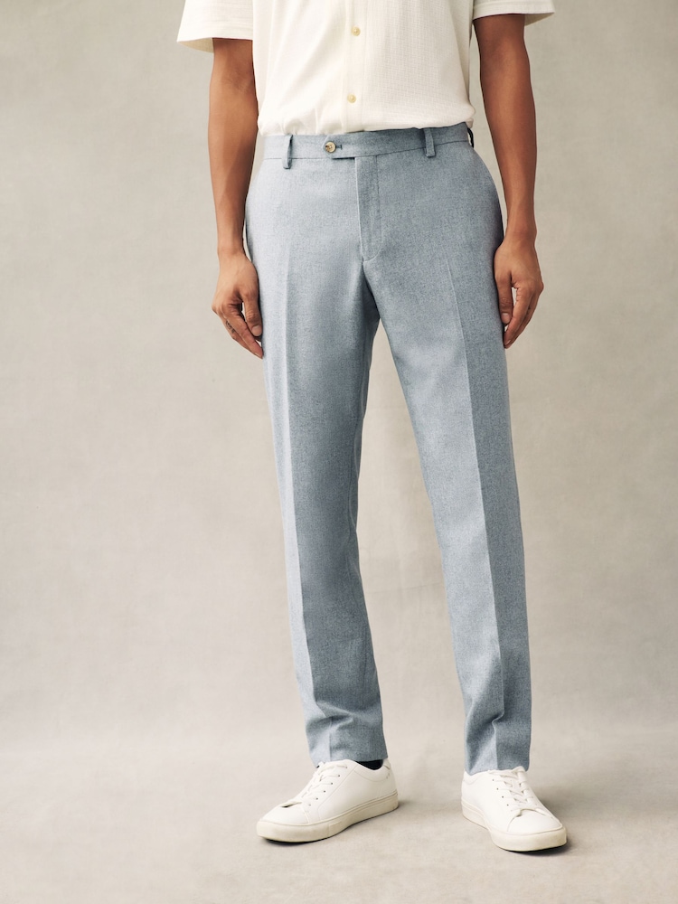 Light Blue Slim Fit Wool Blend Donegal Suit Trousers - Image 1 of 8 Light Blue Slim Fit Wool Blend Donegal Suit Trousers - Image 1 of 8
