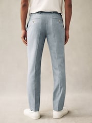 Light Blue Slim Fit Wool Blend Donegal Suit Trousers - Image 2 of 8