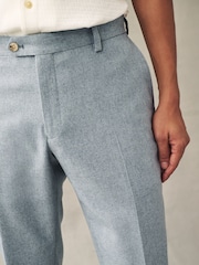 Light Blue Slim Fit Wool Blend Donegal Suit Trousers - Image 3 of 8