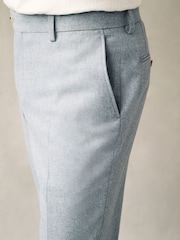 Light Blue Slim Fit Wool Blend Donegal Suit Trousers - Image 4 of 8