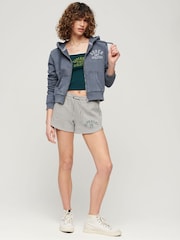 Superdry Blue Athletic Essential Crop Zip Hoodie - Image 1 of 3