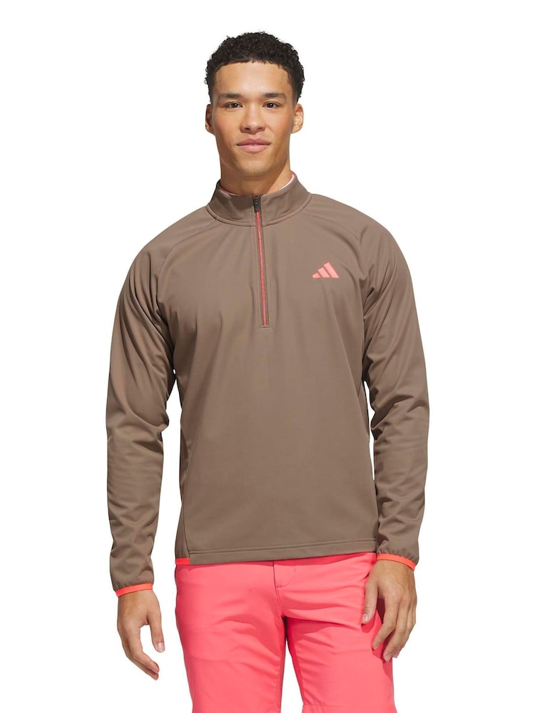 adidas Golf Brown Ultimate Wind Quarter-Zip Sweat Top - Image 1 of 6