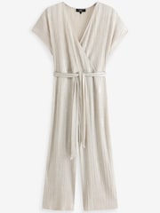 Metallic Silver Plissé Jumpsuit - Image 2 of 2