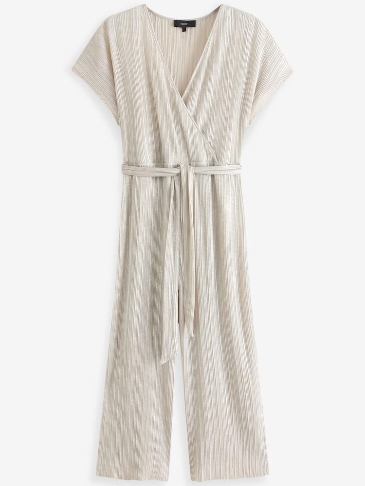 Metallic Silver Plissé Jumpsuit - Image 2 of 2
