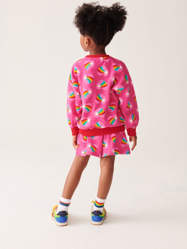 Rosa/Regenbogen/Herz - Little Bird By Jools Oliver – Sweat-Oberteil und Shorts im Set aus 100 % Baumwolle - Bild 2 von 10 Rosa/Regenbogen/Herz - Little Bird By Jools Oliver – Sweat-Oberteil und Shorts im Set aus 100 % Baumwolle - Bild 2 von 10