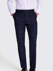 MOSS Navy Blue Tailored Check Suit: Trousers - Image 1 of 3