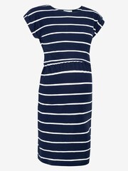 JoJo Maman Bébé Navy White Stripe Summer Breton Maternity & Nursing Tunic Dress - Image 4 of 5
