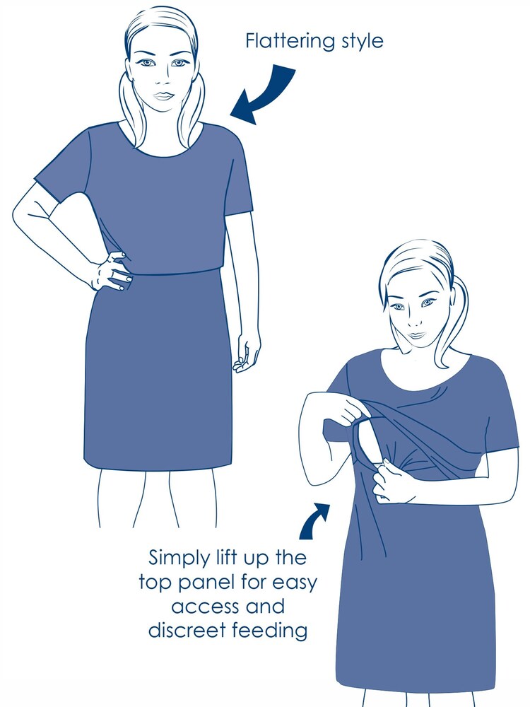 JoJo Maman Bébé Navy White Stripe Summer Breton Maternity & Nursing Tunic Dress - Image 5 of 5