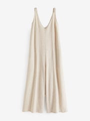 Neutral Cotton Rich Wide Leg Jersey Sleeveless Jumpsuit - Image 7 of 8