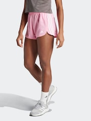adidas Pink Pacer Training 3 Stripes Woven High Rise Shorts - Image 1 of 6