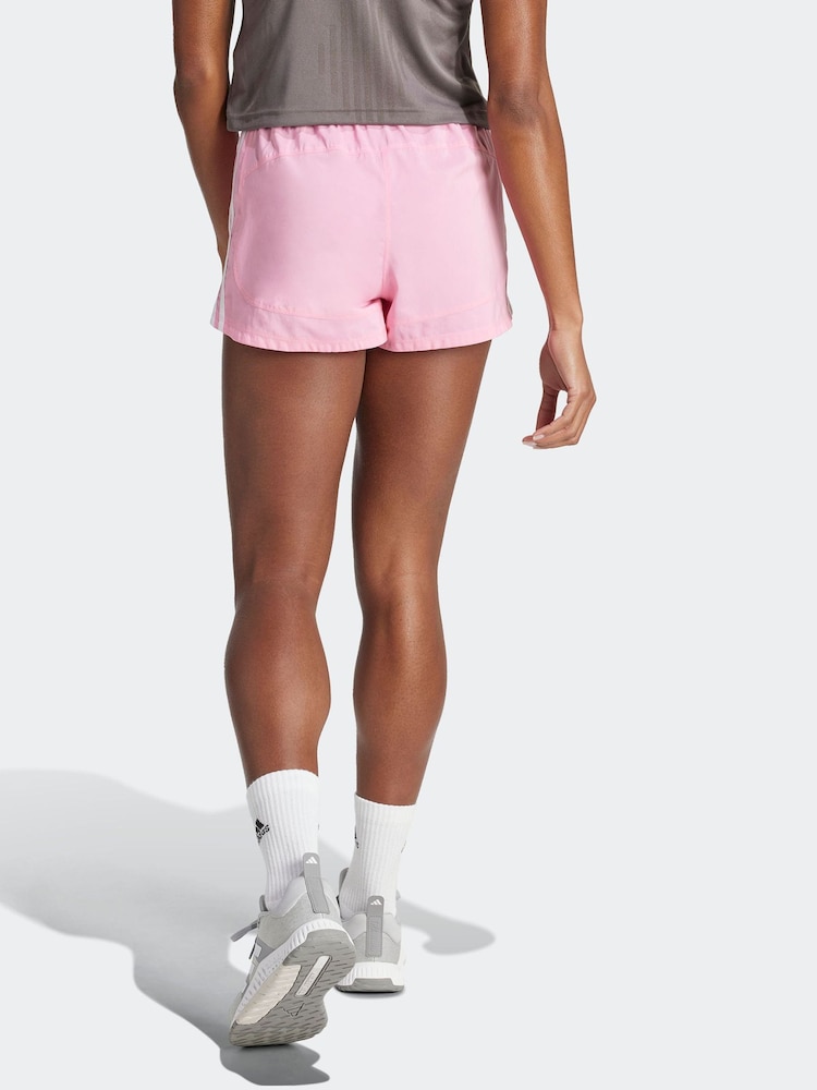 adidas Pink Pacer Training 3 Stripes Woven High Rise Shorts - Image 2 of 6