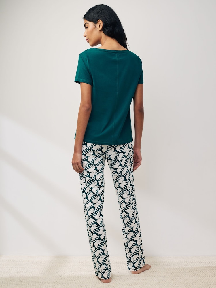 Teal Elephant Cotton Short Sleeve Pyjamas - Image 3 of 8