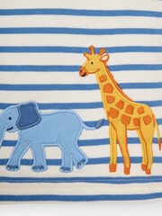 JoJo Maman Bébé Ecru Kids' Stripe Safari Animal Appliqué T-Shirt - Image 2 of 5