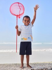 JoJo Maman Bébé Ecru Kids' Stripe Safari Animal Appliqué T-Shirt - Image 5 of 5