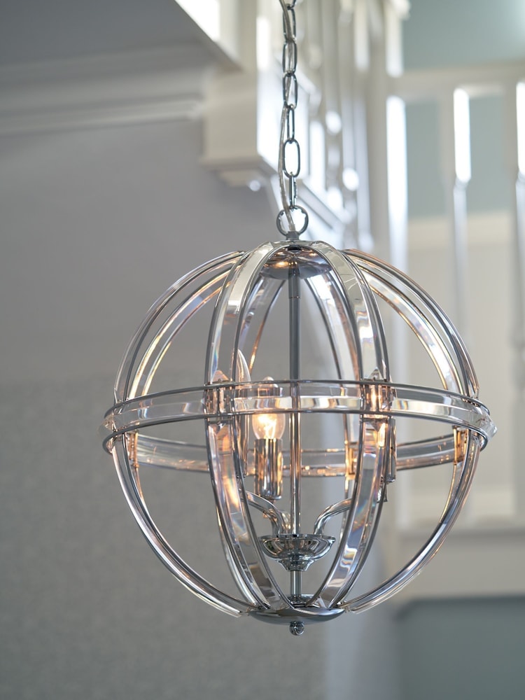 Laura Ashley Polished Chrome Aidan Glass Globe 3 Light Light - Image 1 of 5