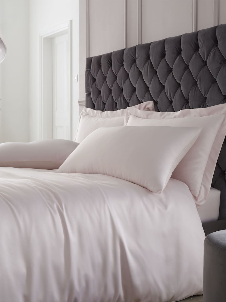 Catherine Lansfield Blush Pink Silky Soft Satin Duvet Cover and Pillowcase Set - Image 1 of 3
