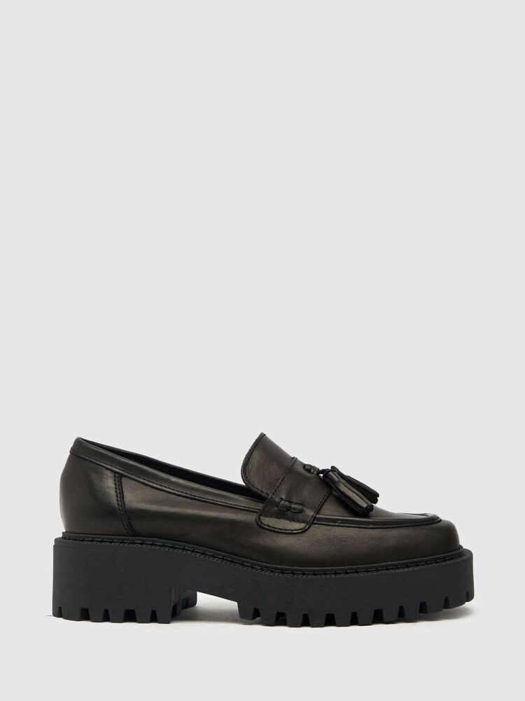Schuh Laura Tassel Leather Black Loafers - Image 1 of 4