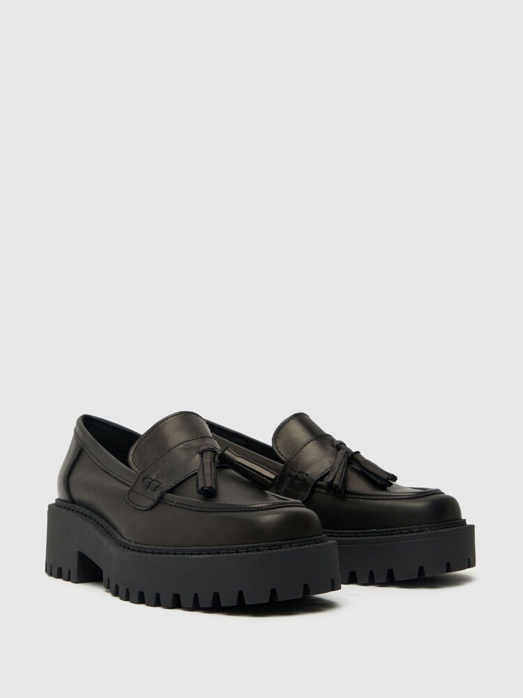 Schuh Laura Tassel Leather Black Loafers - Image 2 of 4