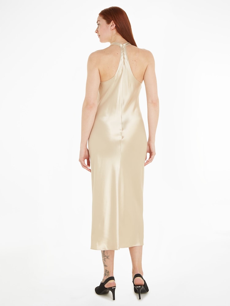 Calvin Klein Natural Shine Halterneck Dress - Image 2 of 7