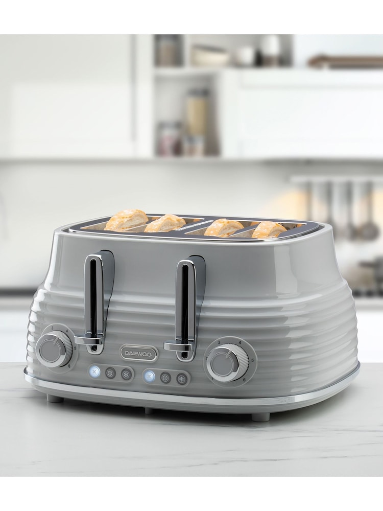 Daewoo Grey Sienna 4 Slice Toaster - Image 1 of 4