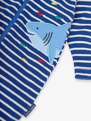 JoJo Maman Bébé Navy Shark Towelling All-In-One - Image 3 of 3