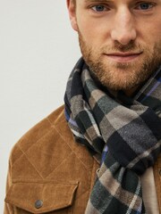 Green/Navy Blue Check Woven Scarf - Image 2 of 4