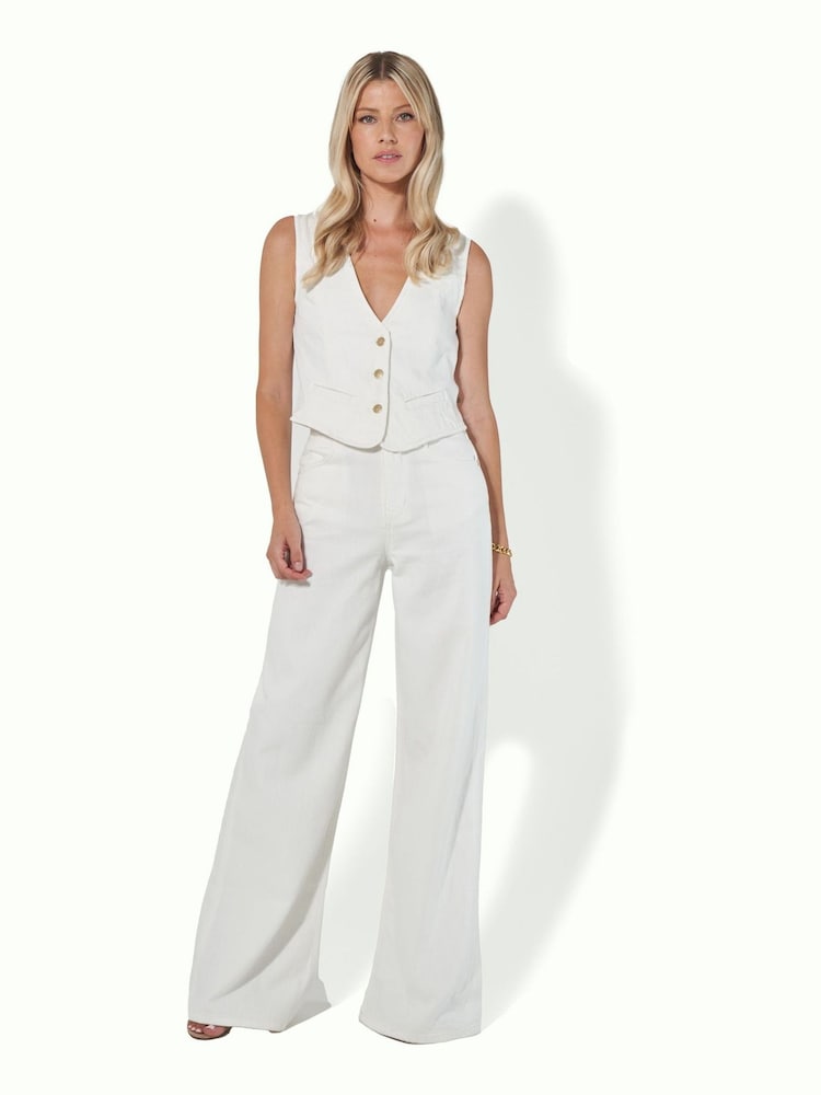 DONNA IDA Queenie High Top Super Flare White Jeans - Image 6 of 12