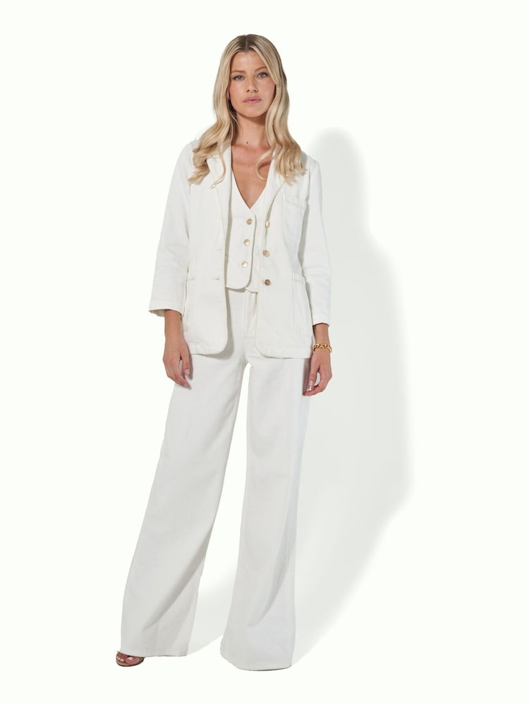 DONNA IDA Queenie High Top Super Flare White Jeans - Image 7 of 12