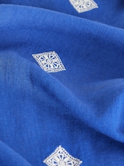 Cobalt Blue Embroidered Wide Leg Trousers With Linen - Image 7 of 7