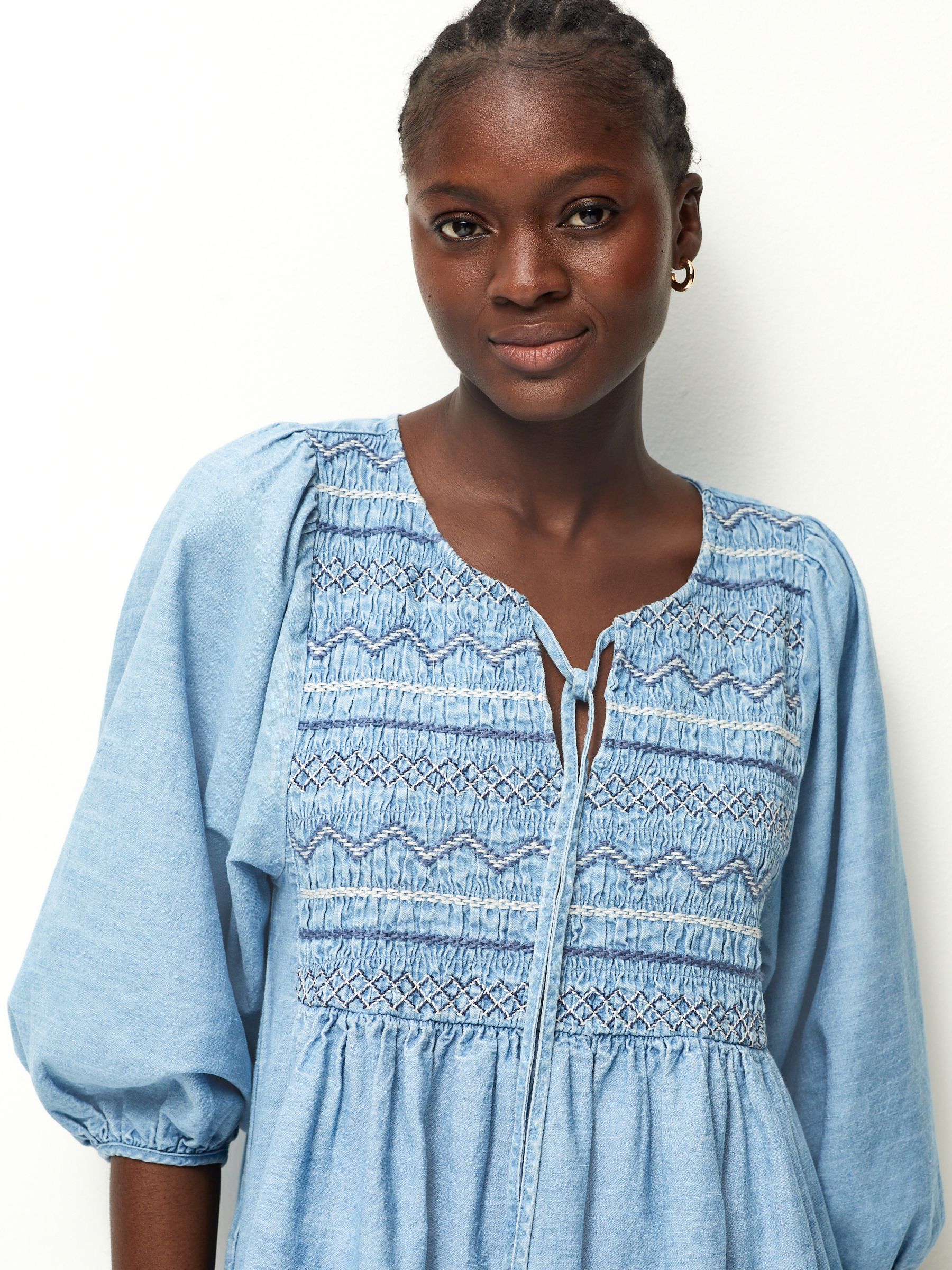 Denim smock top shop