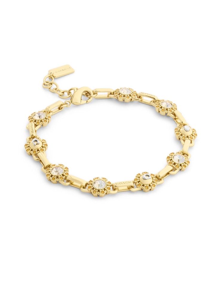 COACH Gold Tone Heirloom Tea Rose Link Bracelet - Image 1 of 3 COACH Gold Tone Heirloom Tea Rose Link Bracelet - Image 1 of 3