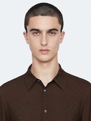 AllSaints Brown Fade Polka Long Sleeve Shirt - Image 6 of 8
