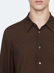 AllSaints Brown Fade Polka Long Sleeve Shirt - Image 7 of 8