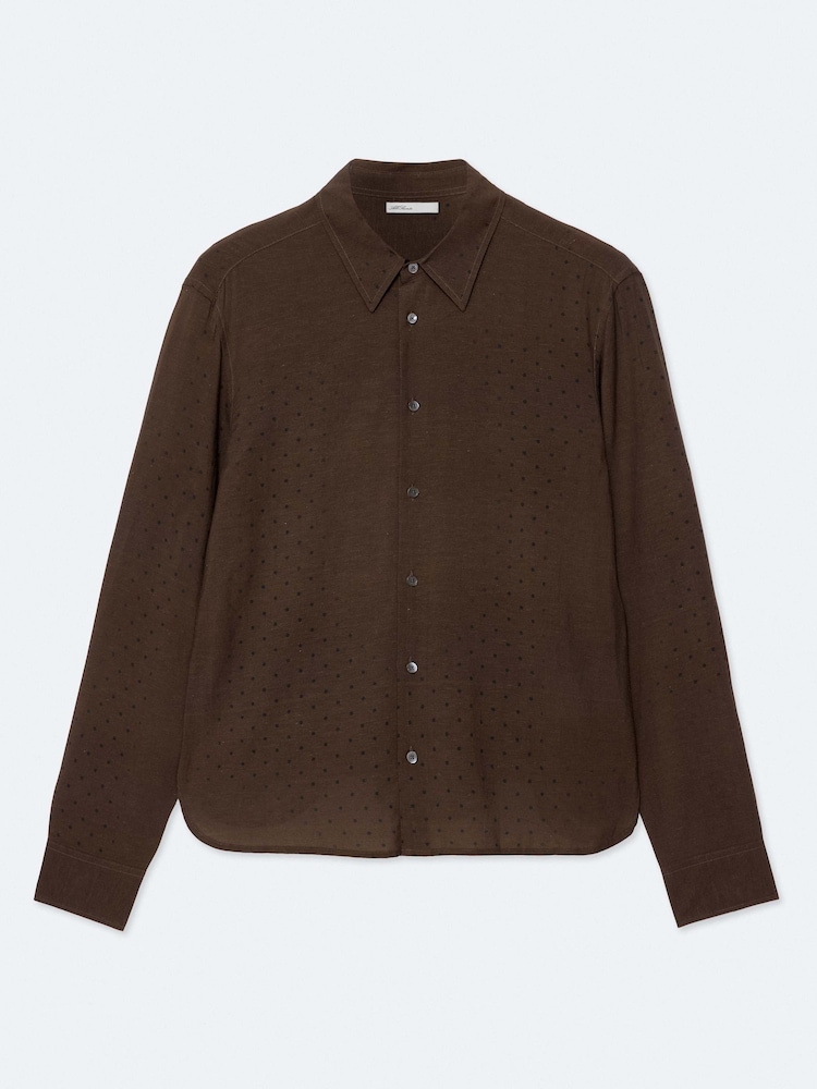 AllSaints Brown Fade Polka Long Sleeve Shirt - Image 8 of 8