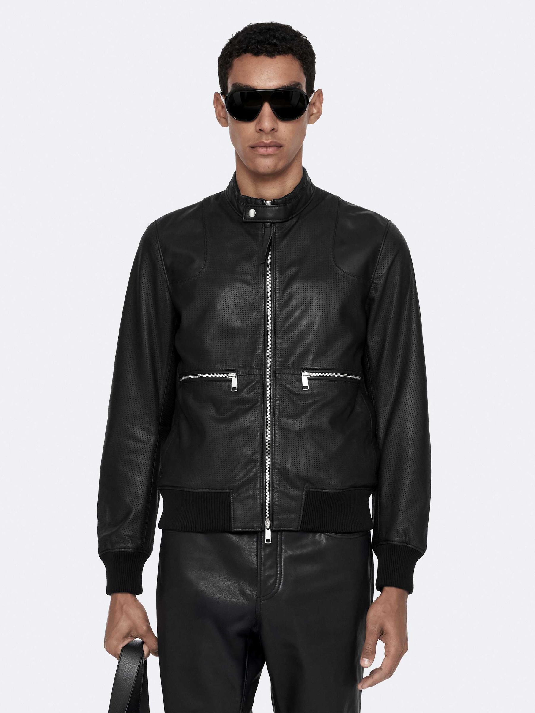 Buy AllSaints Black Miro Perf Bomber Jacket from Next USA