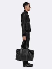 AllSaints Black Miro Perf Bomber Jacket - Image 3 of 8
